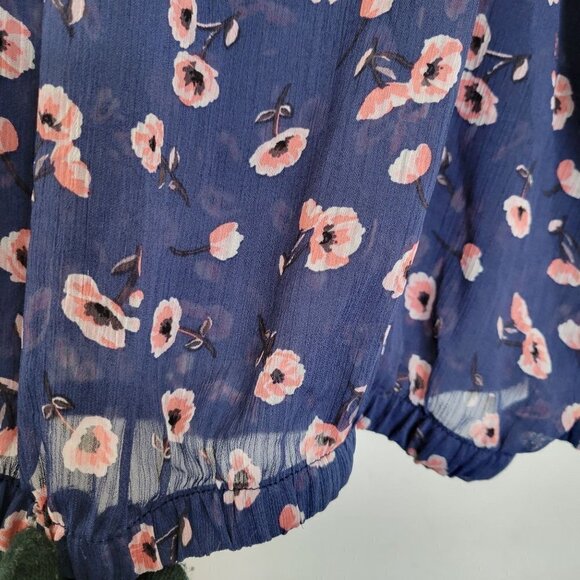 Torrid Blue Pink Floral Sheer Tiered Ruffle Chiffon Banded Cami Tank Blouse 1X - Picture 6 of 12